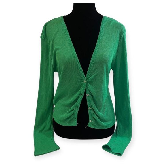 zara green button up cardigan sweater size small - Picture 1 of 8
